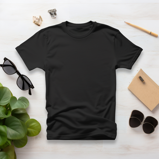 Black Solid Half Sleeve Tshirt